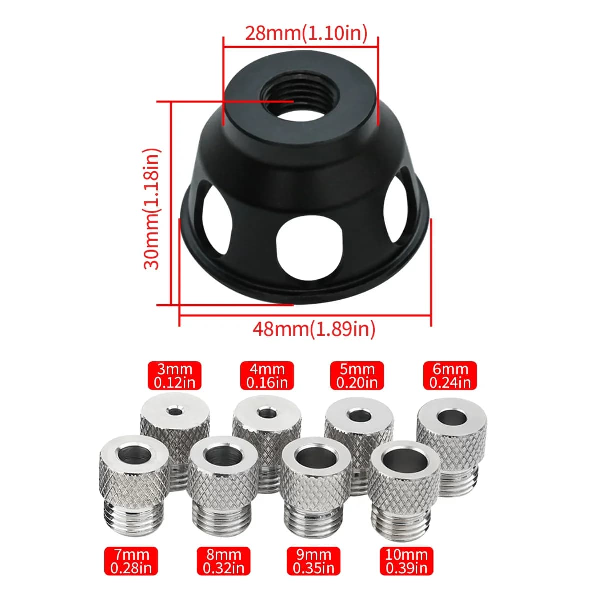 Navpični komplet vodil za čepove 3–10 mm