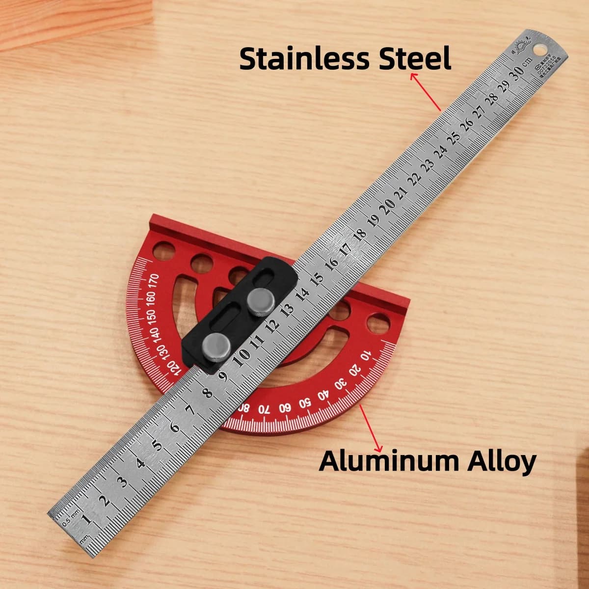 Aluminijasti precizni kotomer 180 stopinj in rilo