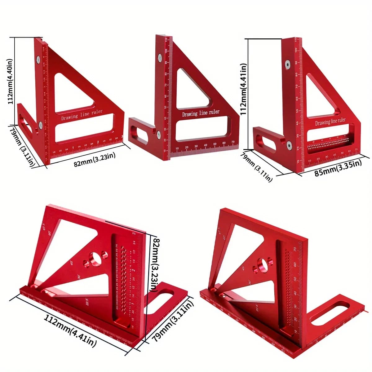 Kompletni set 2-delni aluminijasti kotomer in tesarski kotnik